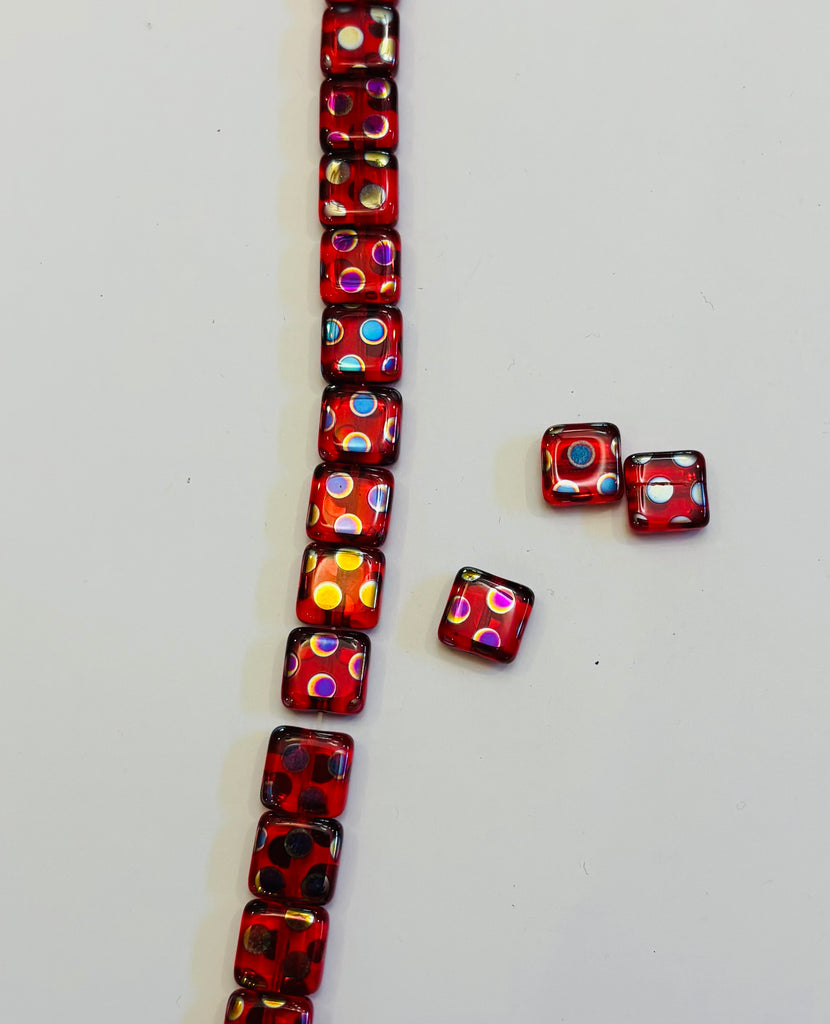 10x10 Square Foil Ruby Dots