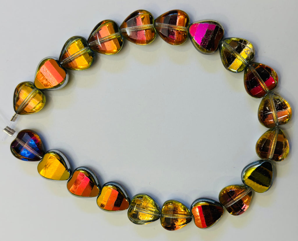 12mm Faceted Heart Honey Foil
