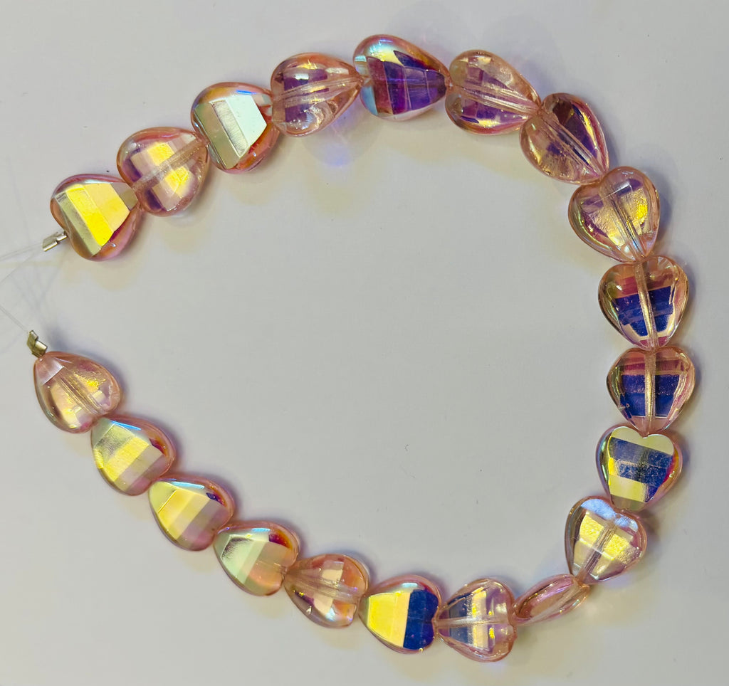 12mm Faceted Heart Rosaline Foil