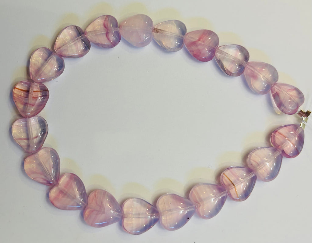 12mm Hearts Milk Opal Pink