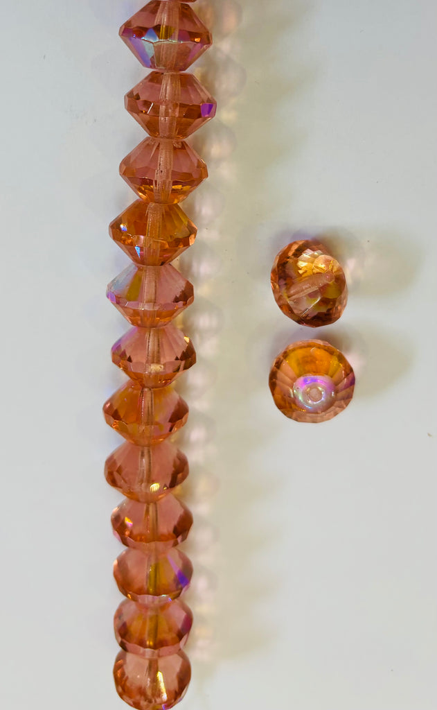 14mm Czech Rosaline Faceted Donuts