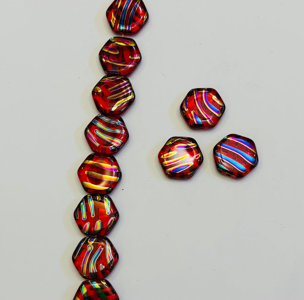 16mm Hexagon Foil Ruby Strips