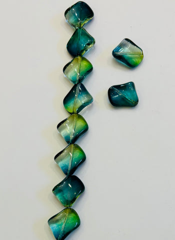 18mm Pressed Glass Twists Lagoon