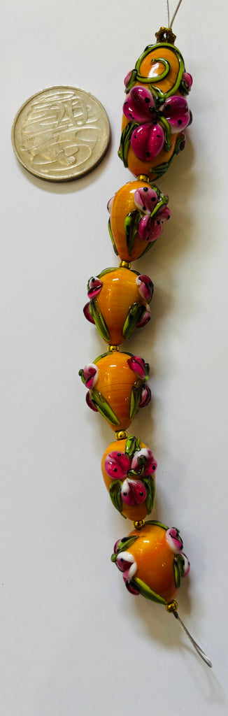 Handmade Lamp Work Bead Strand by Carli Hall