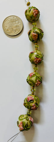 Handmade Lamp Work Bead Strand by Carli Hall