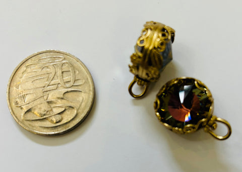 Vintage Swarovski Rivoli Swivel Doubled Sided Pendant
