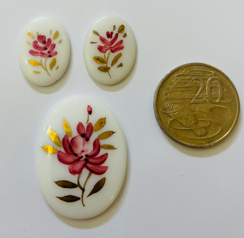 Limoge Floral Cabochon 3 piece Set