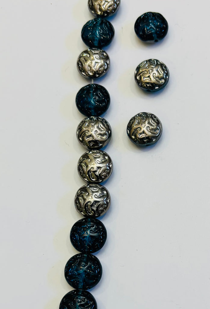 14mm Pressed Glass Oval Bi Colour