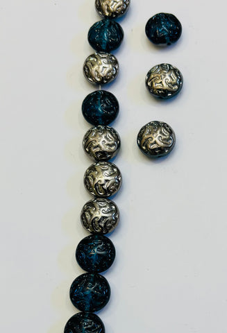 14mm Pressed Glass Oval Bi Colour