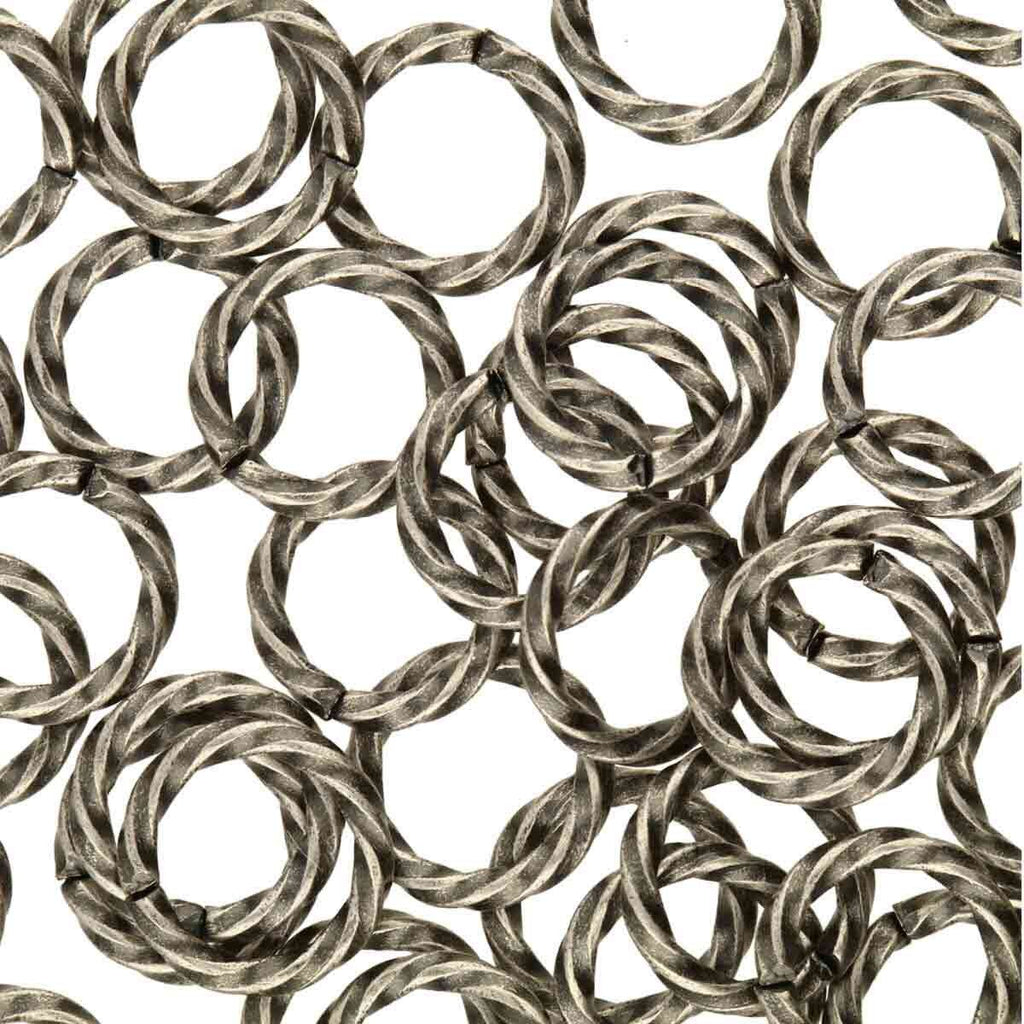 Jump Rings Twist Antique Silver 8mm Pack 30