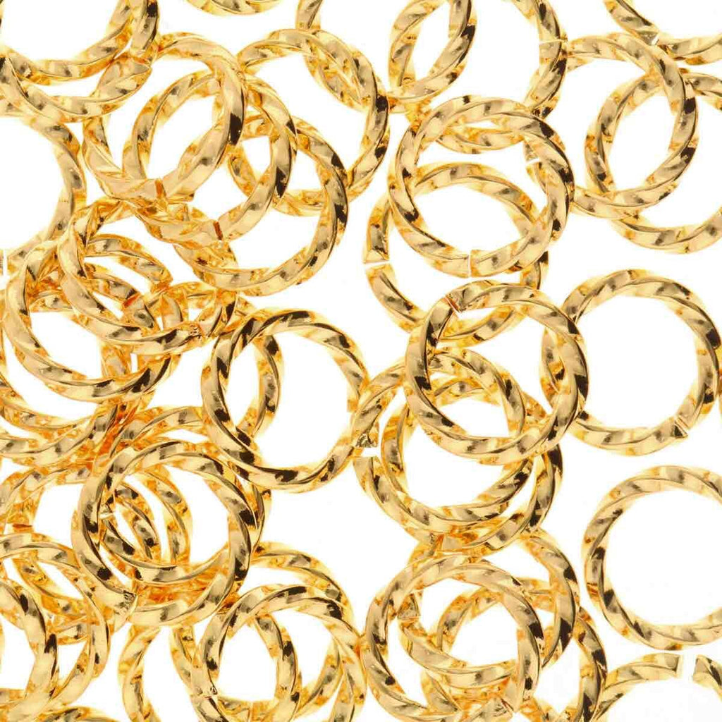 Jump Rings Twist Gold 8mm Pack 30
