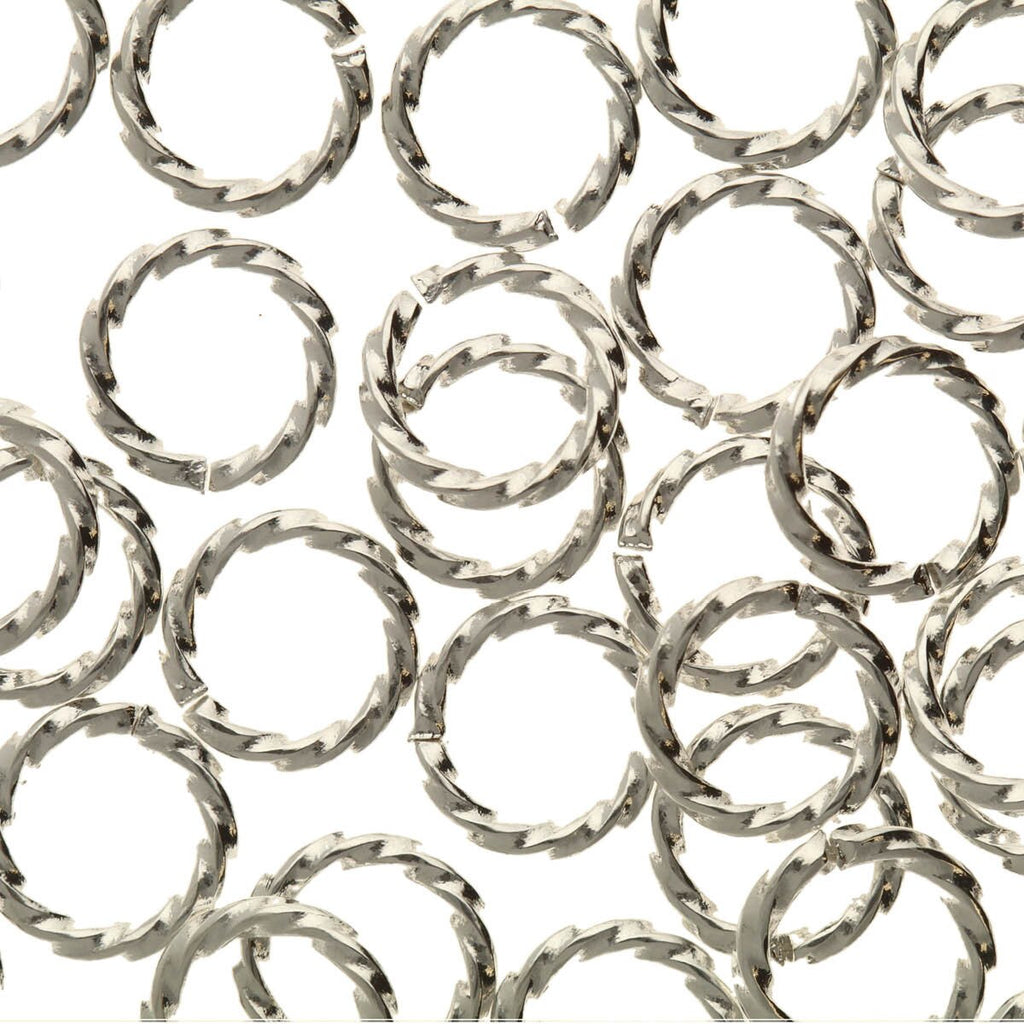 Jump Rings Twist Silver 8mm Pack 30
