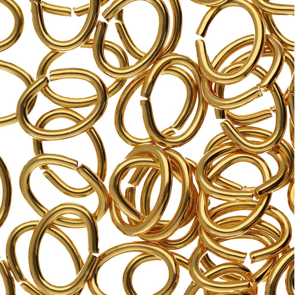 Jump Rings Oval Gold 6mmx8mm Pack 30